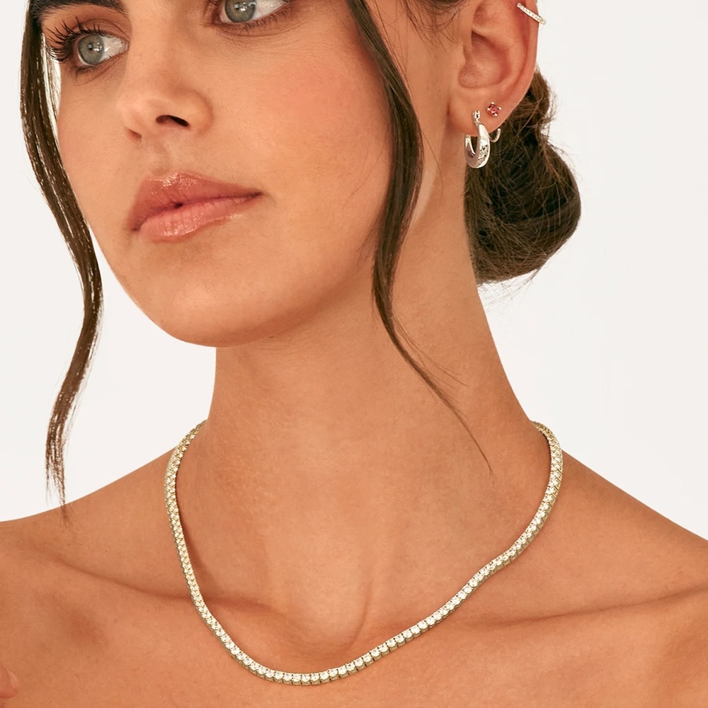 SOLD - PAVOI White Gold Tennis Necklace 18”
